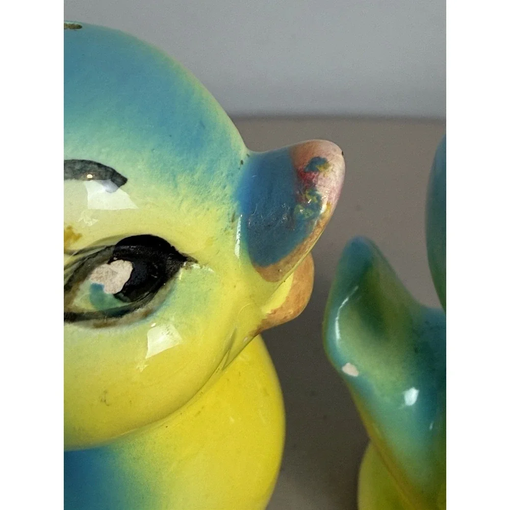 Vtg Blue Bird Japan Salt and Pepper Shakers and Baby Chick in Egg Shakers